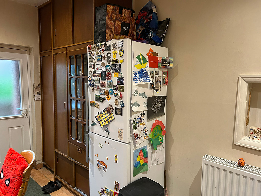 1950s style kitchen with fridge freezer alongside