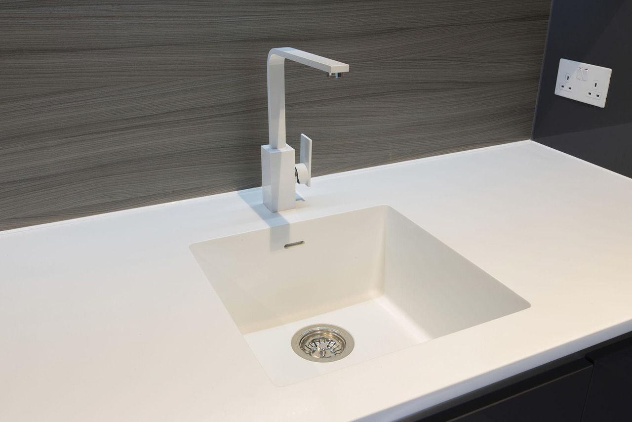 sustainable soft silky texture corian kitchen sink drainer
