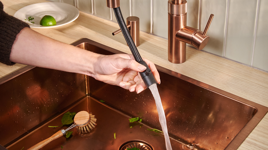 Quooker Flex Rose Copper Round Sam Cleaning Sink