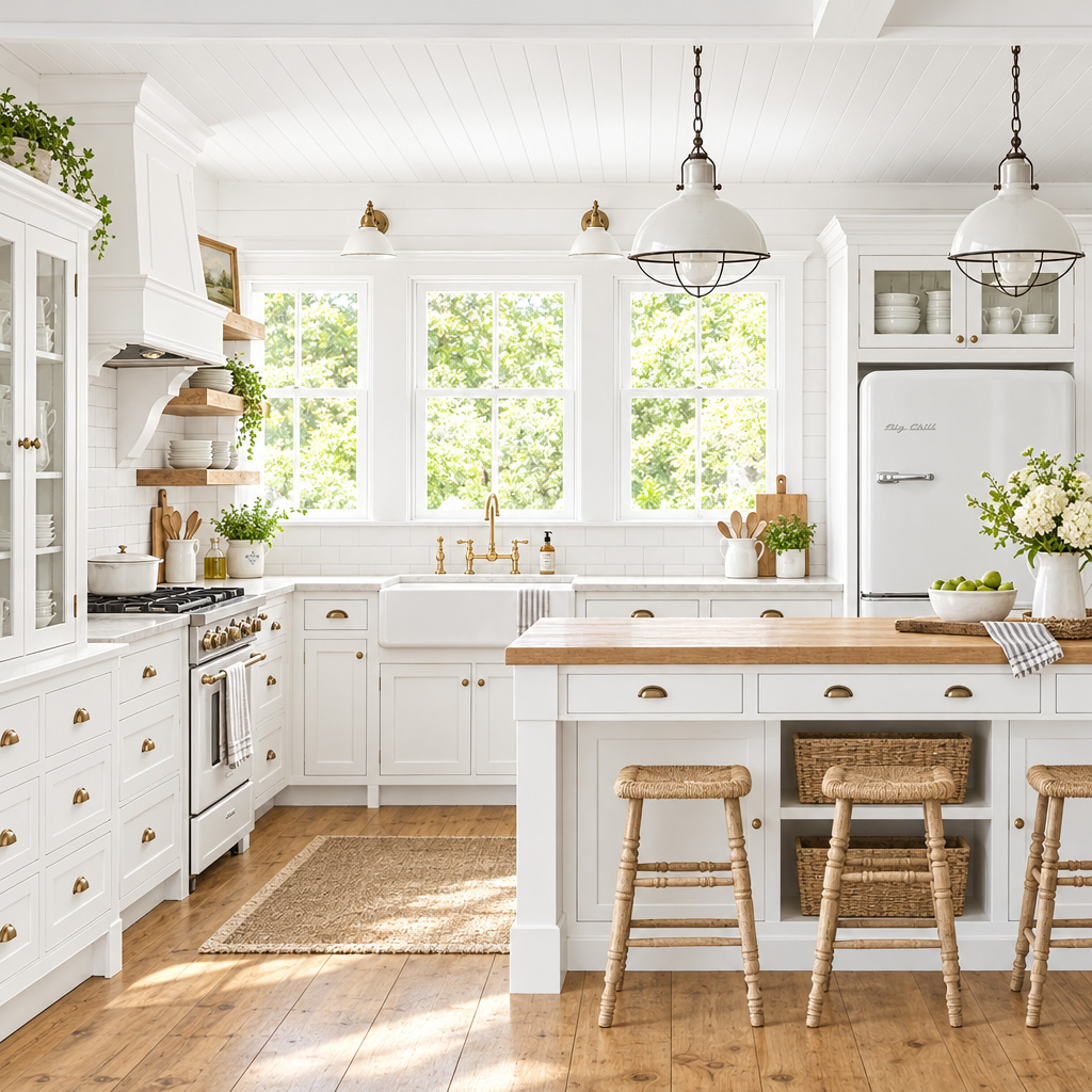 White country farmhouse kitchen design