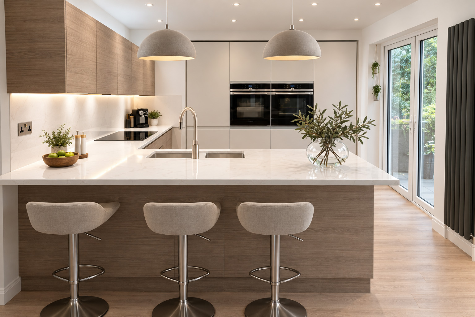 New kitchen refurbishment Nantwich New kitchen with breakfast bar replacing a twenty-year-old kitchen in Nantwich